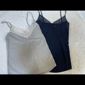 Lace trim tank tops